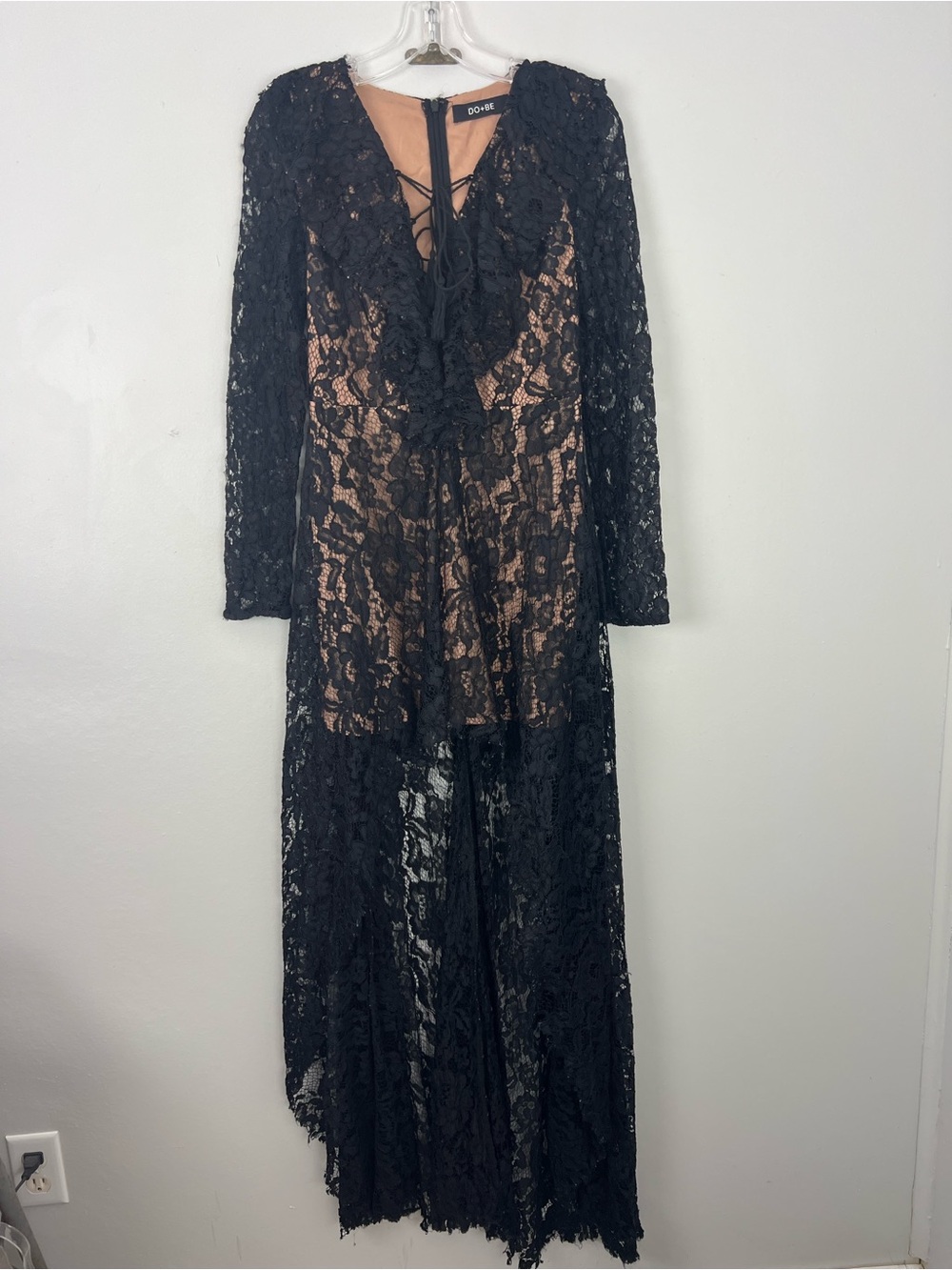 Do + Be Black Lace Hi Low Maxi Dress